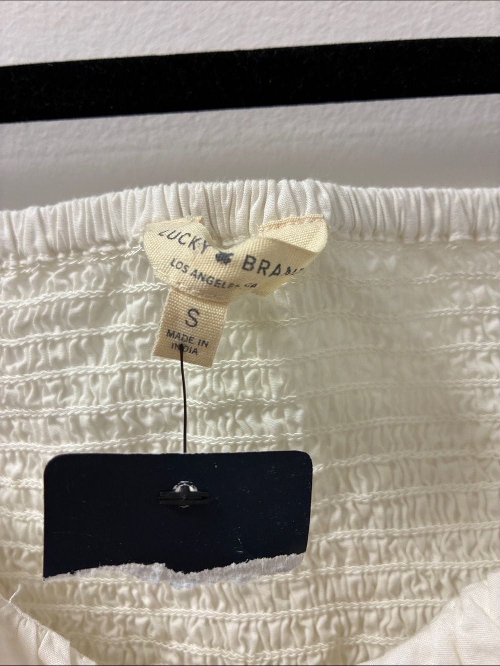 Lucky Brand Puff Sleeve Smocked Peplum Top - Picture 3 of 5